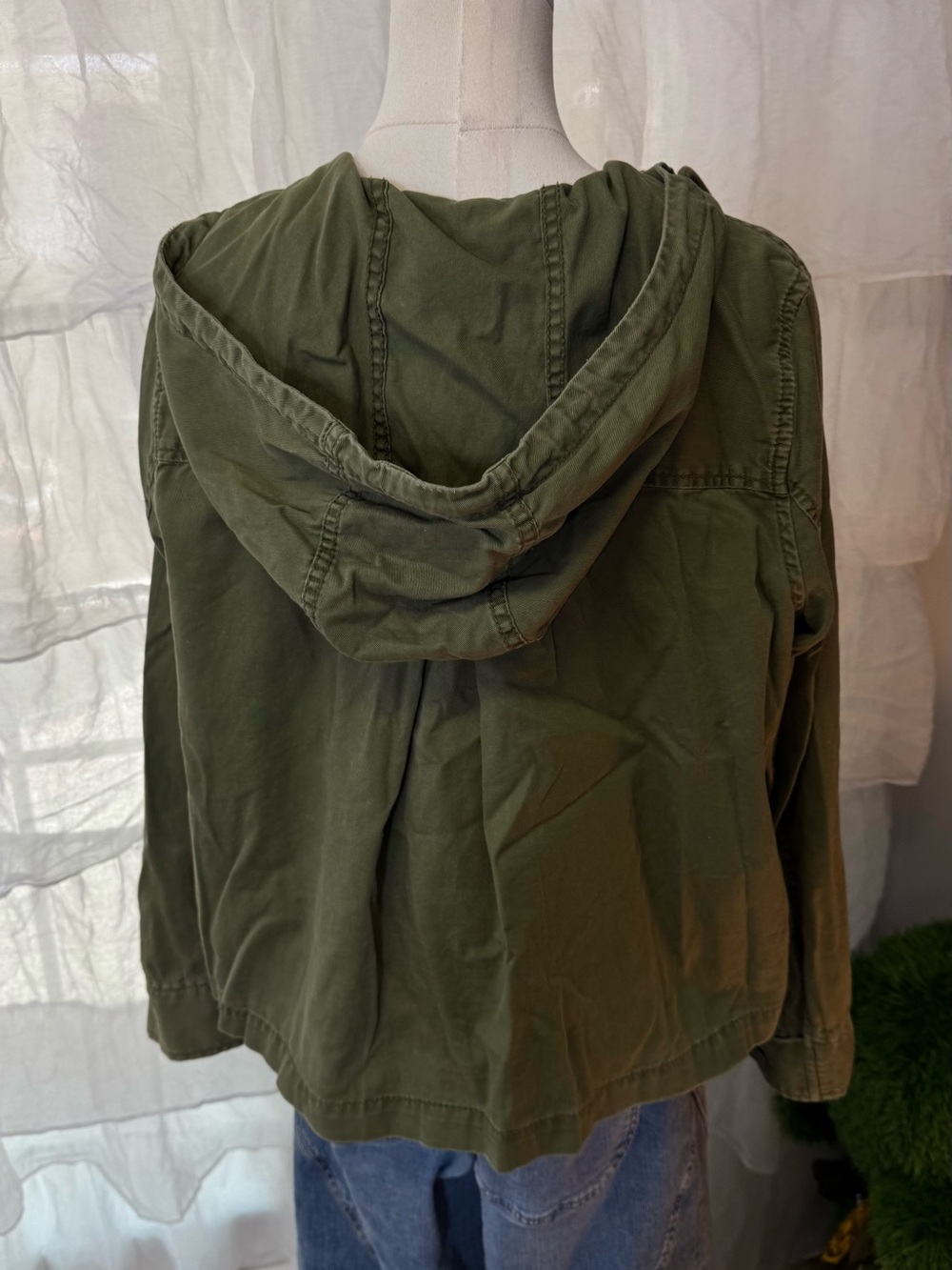 Madewell Olive Green Hooded Utility Military Jacket 100% Cotton - Picture 6 of 16